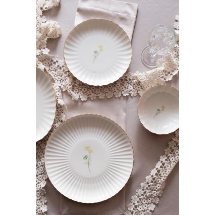 Jídelní sada 27 ks bílá/zlatá/porcelán