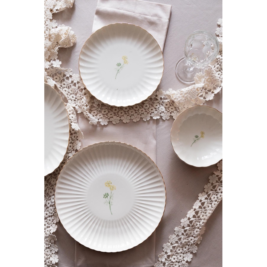 Jídelní sada 27 ks bílá/zlatá/porcelán