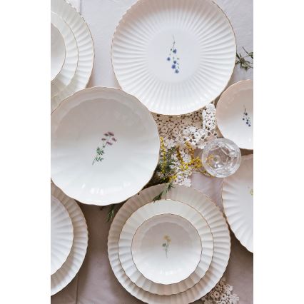 Jídelní sada 27 ks bílá/zlatá/porcelán