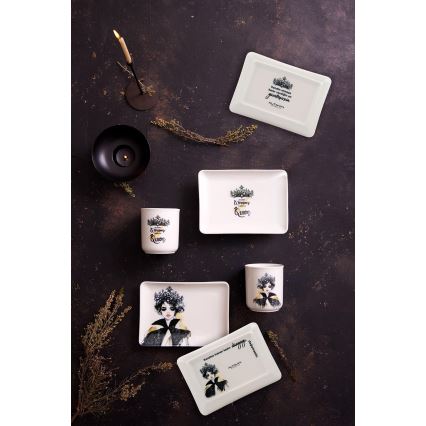 Jídelní sada 4 ks černá/bílá/porcelán