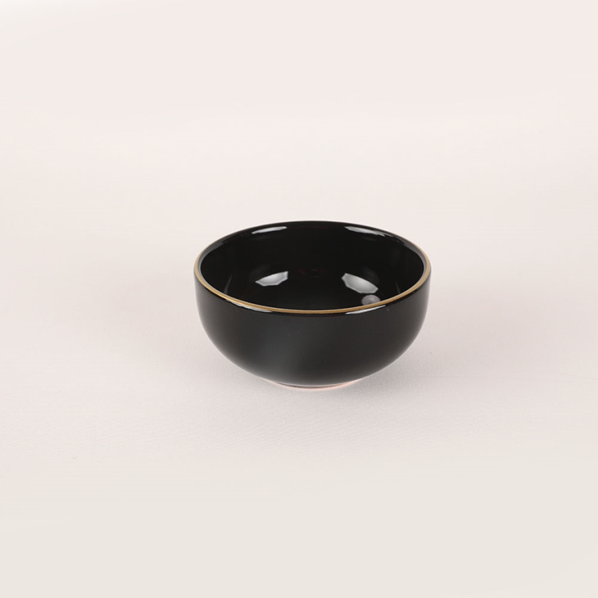 Jídelní sada 44 ks černá/zlatá/kamenina