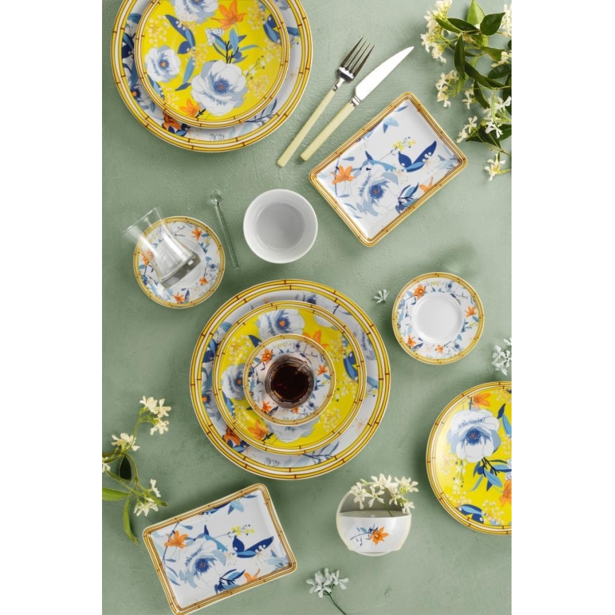 Jídelní sada 50 ks žlutá/modrá/porcelán