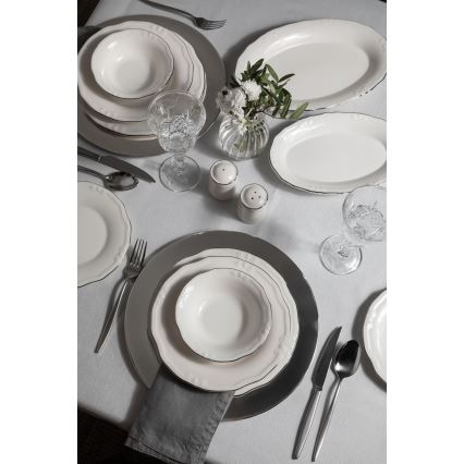 Jídelní sada 53 ks bílá/stříbrná/porcelán