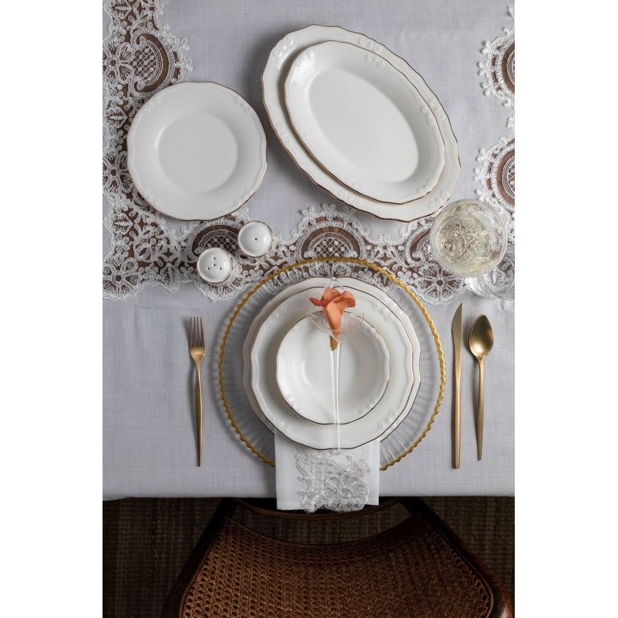 Jídelní sada 53 ks bílá/zlatá/porcelán