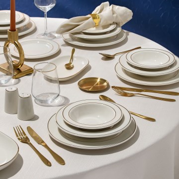 Jídelní sada 53 ks bílá/zlatá/porcelán
