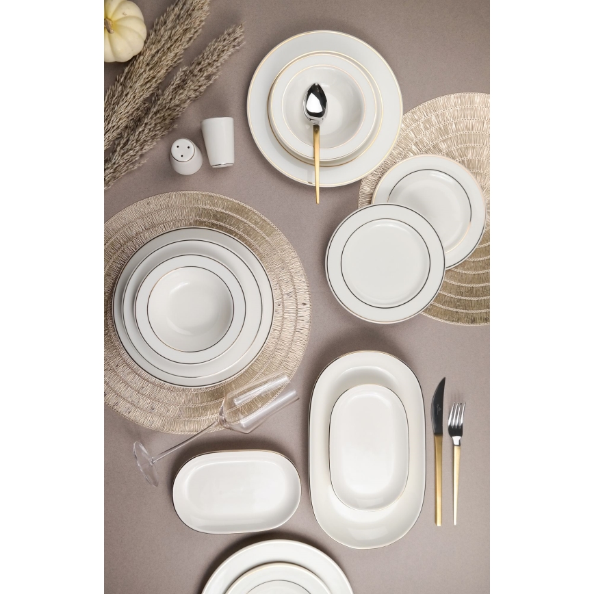 Jídelní sada 53 ks bílá/zlatá/porcelán