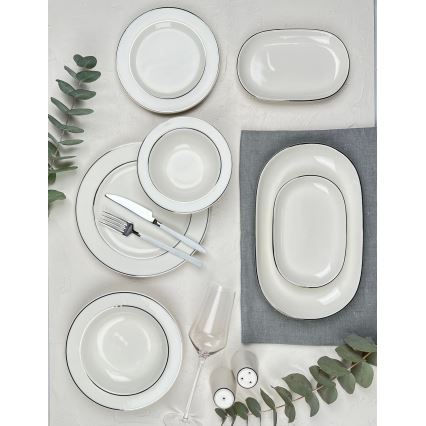 Jídelní sada 53 ks krémová/stříbrná/porcelán