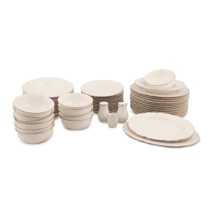 Jídelní sada 54 ks bílá/měděná/kostní porcelán