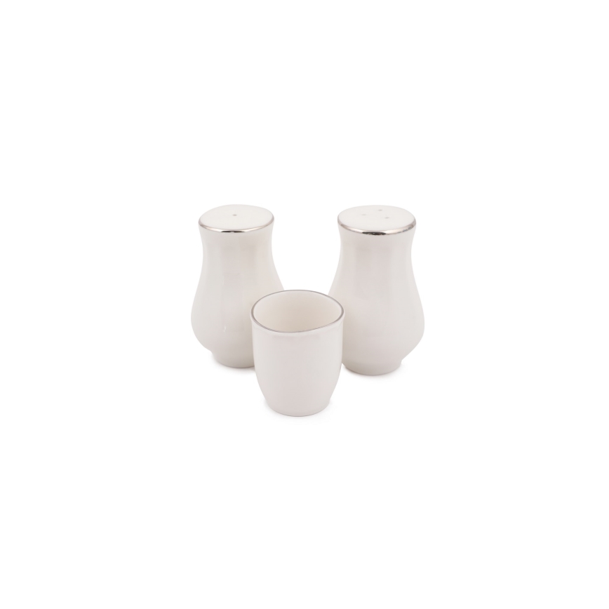 Jídelní sada 54 ks bílá/stříbrná/kostní porcelán