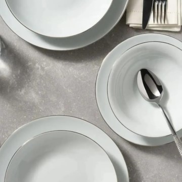 Jídelní sada 8 ks bílá/stříbrná/porcelán