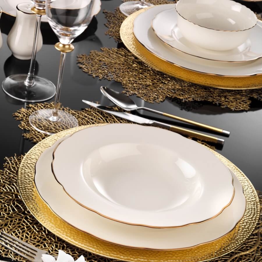 Jídelní sada 83 ks bílá/měděná/porcelán
