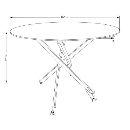 Jídelní stůl ESTEN 100 cm černá/zlatá