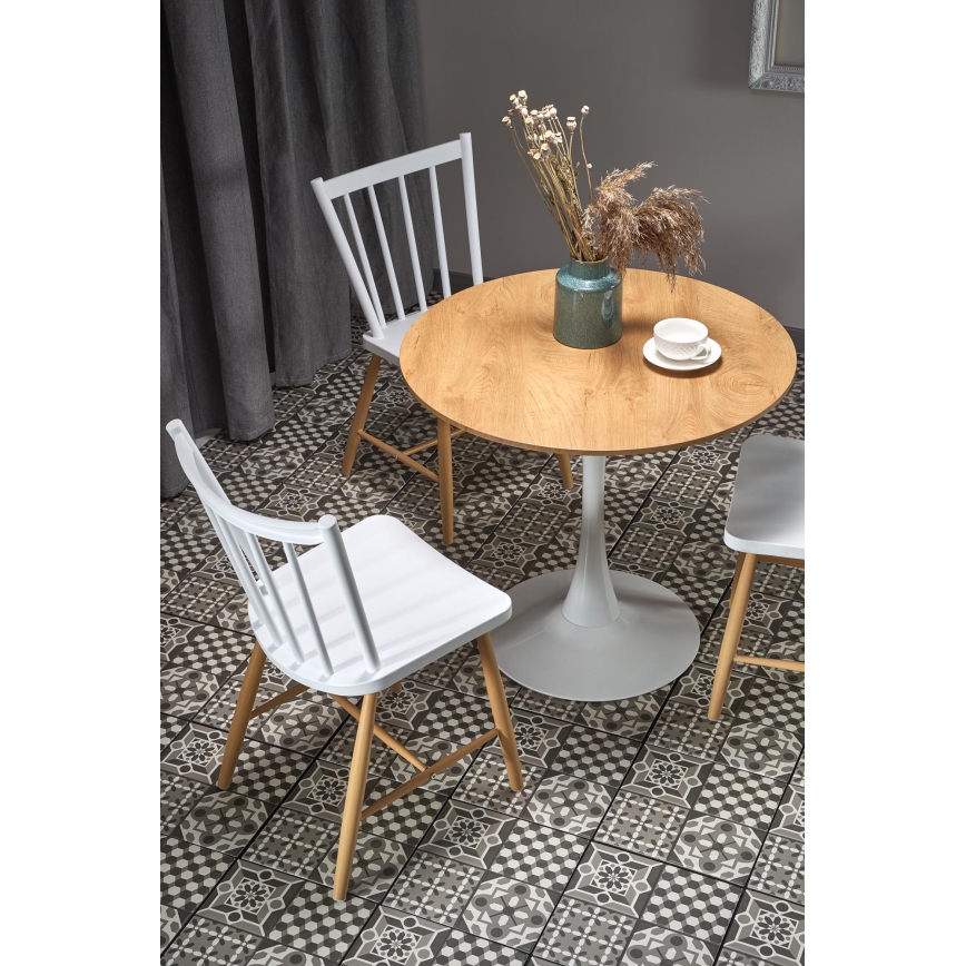 Jídelní stůl LUGI pr. 80 cm hnědá/bílá