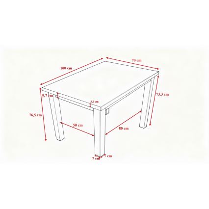 Jídelní stůl NOAH 100x70 cm dub