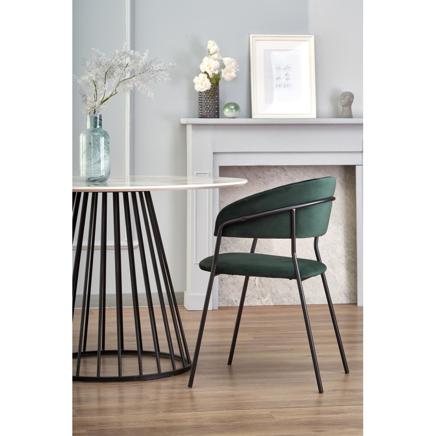 Jídelní stůl SEREIN dekor bílý mramor/černá