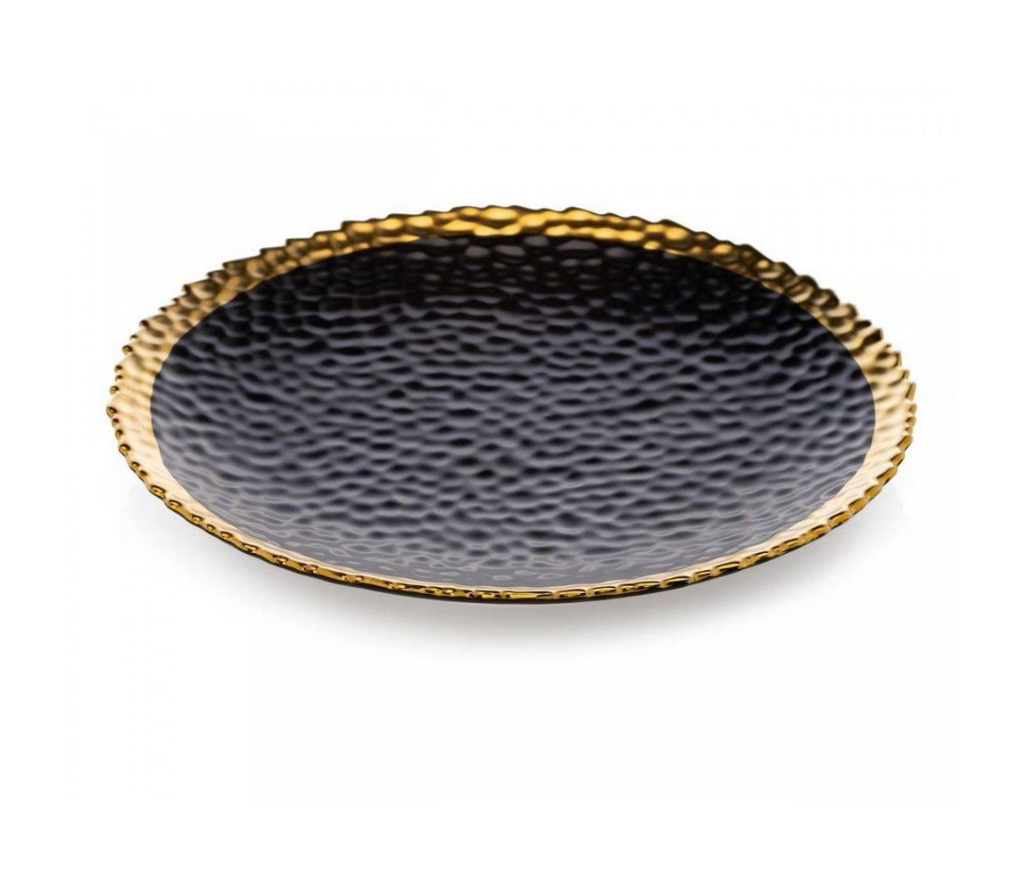 HowHomely Jídelní talíř KATI 25 cm černá/zlatá DD0391