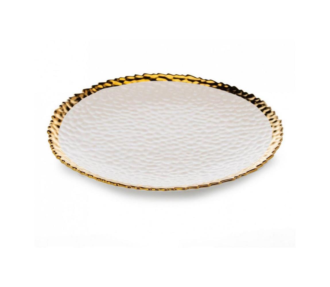  HowHomely Jídelní talíř KATI 25 cm krémová/zlatá DD0393