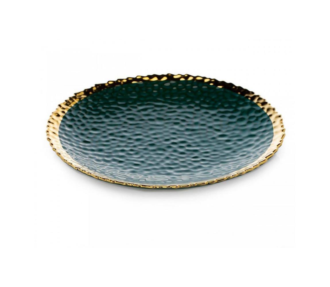  HowHomely Jídelní talíř KATI 25 cm zelená/zlatá DD0392