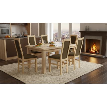 Jídelní židle ZOE dub/tmavě hnědá