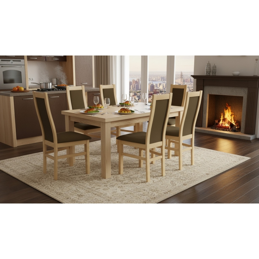 Jídelní židle ZOE dub/tmavě hnědá