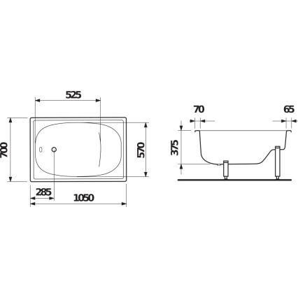 JIKA H2340000000001 - Sedací vana RIGA 105x70 ocel/bílá