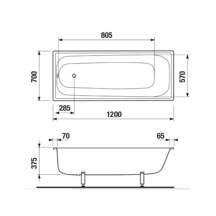 JIKA H2340200000001 - Vana RIGA 120x70 ocel/bílá