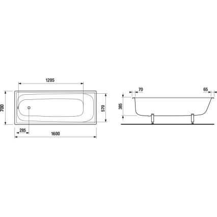 JIKA H2340600000001 - Vana RIGA 160x70 ocel/bílá