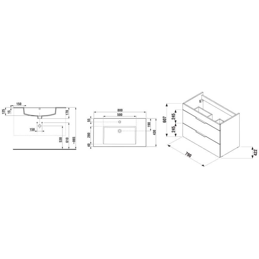 JIKA H4537621763001 - Koupelnová skříňka s umyvadlem CUBE 80 cm bílá