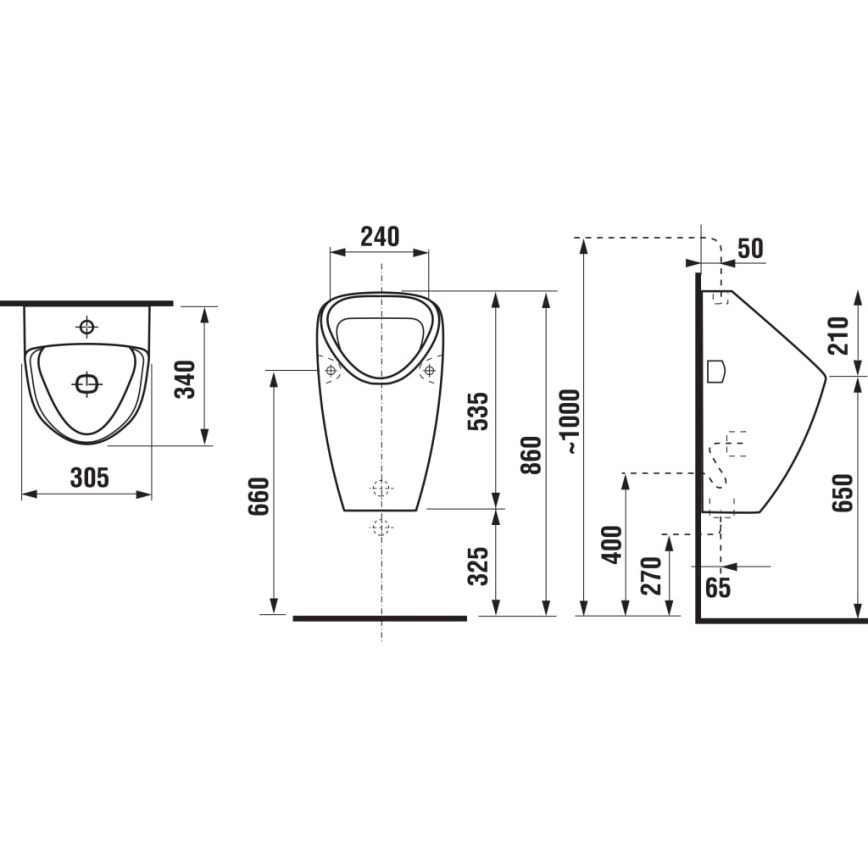 JIKA H8430610000001 - Pisoár GOLEM vnitřní přívod, zadní odpad keramika/bílá