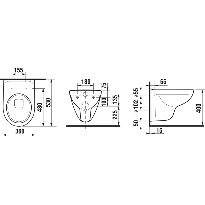 JIKA H8663810000001- Závěsné WC LYRA keramika/bílá + záchodové prkénko LYRA duroplast/bílá