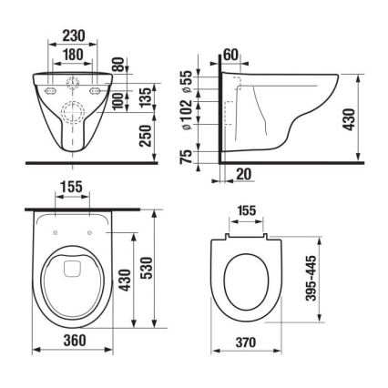 JIKA H8663840000001 - Závěsné WC LYRA keramika/bílá + záchodové prkénko SoftClose LYRA duroplast/bílá