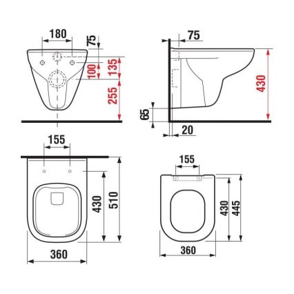JIKA H8666140000001 - Závěsné WC DEEP keramika/bílá + záchodové prkénko SoftClose DEEP duroplast/bílá