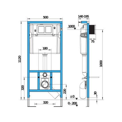 JIKA H8956520000001 - Podomítkový modul pro závěsné WC s přípravou pro bidet