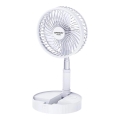 JOHNSON - Nabíjecí stolní ventilátor GIRAFFA 5W/3,7V 1200 mAh pr. 20 cm bílá