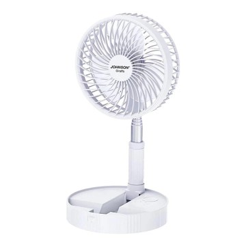 JOHNSON - Nabíjecí stolní ventilátor GIRAFFA 5W/3,7V 1200 mAh pr. 20 cm bílá