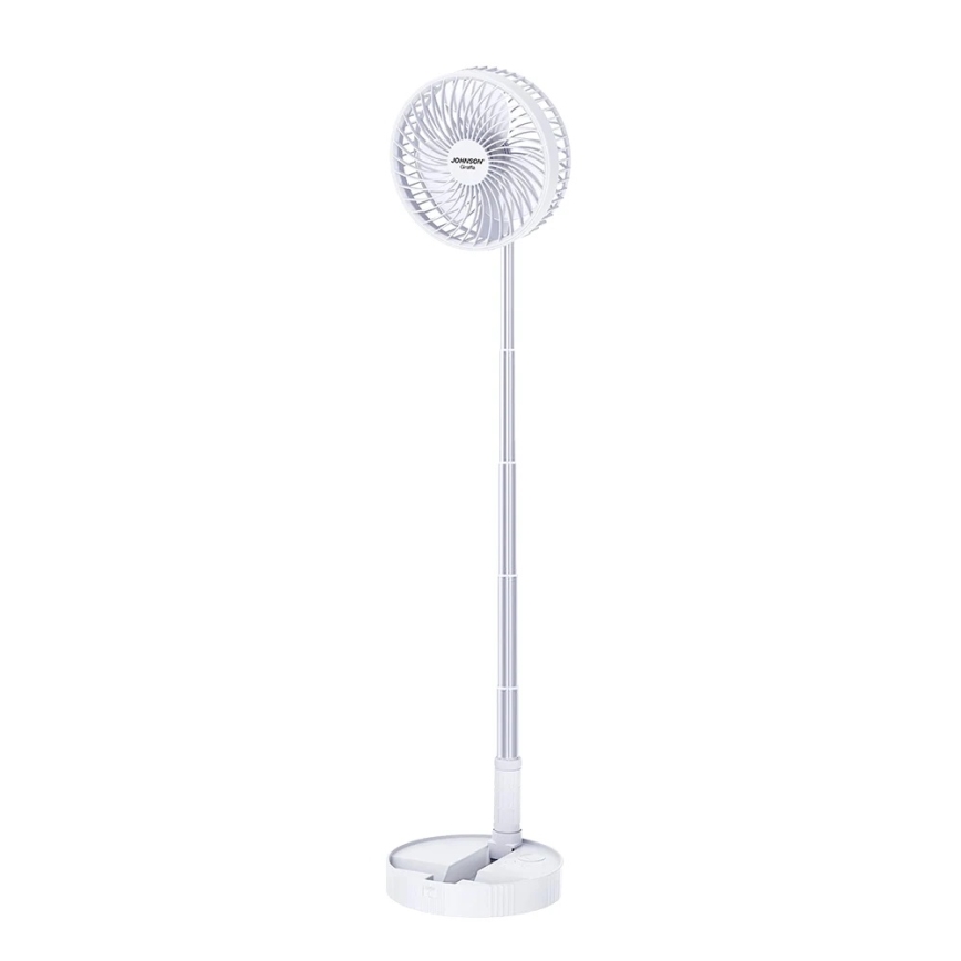 JOHNSON - Nabíjecí stolní ventilátor GIRAFFA 5W/3,7V 1200 mAh pr. 20 cm bílá