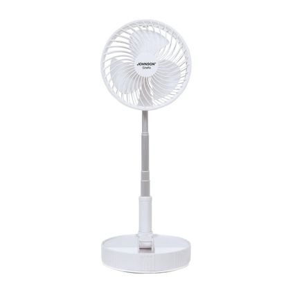 JOHNSON - Nabíjecí stolní ventilátor GIRAFFA 5W/3,7V 1200 mAh pr. 20 cm bílá