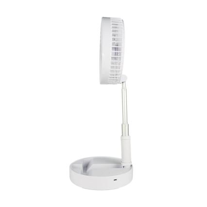 JOHNSON - Nabíjecí stolní ventilátor GIRAFFA 5W/3,7V 1200 mAh pr. 20 cm bílá