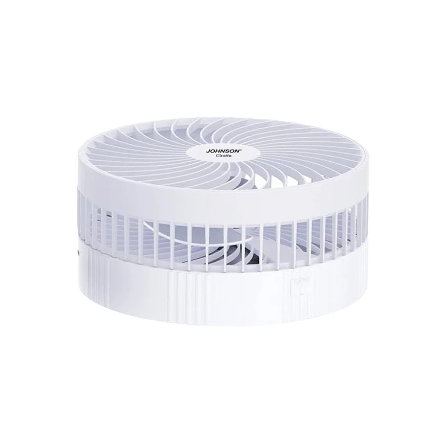 JOHNSON - Nabíjecí stolní ventilátor GIRAFFA 5W/3,7V 1200 mAh pr. 20 cm bílá