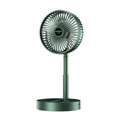 JOHNSON - Nabíjecí stolní ventilátor TORTUGA 5W/3,7V 1200 mAh pr. 16,5 cm zelená