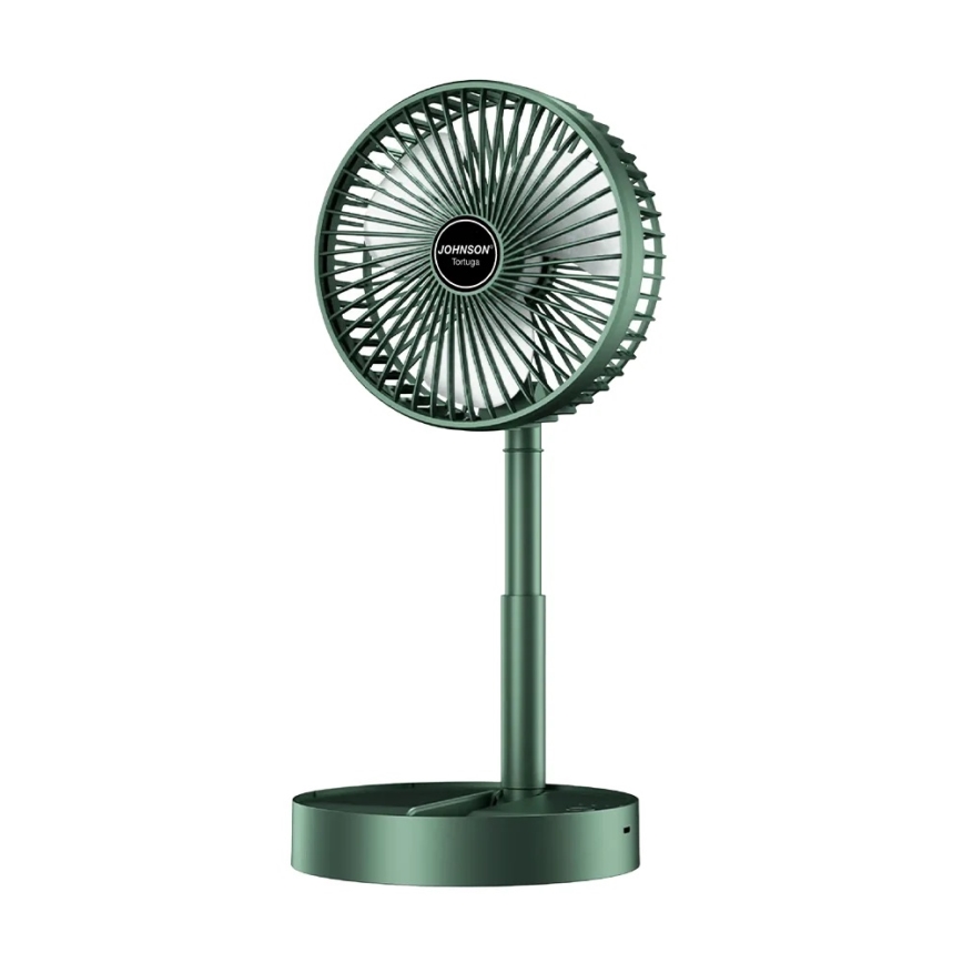 JOHNSON - Nabíjecí stolní ventilátor TORTUGA 5W/3,7V 1200 mAh pr. 16,5 cm zelená