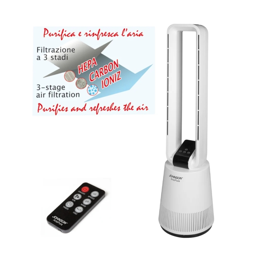 JOHNSON - Ventilátor s čističkou vzduchu a hepa filtrem ARIA PURA 90W/230V bílá + dálkové ovládání