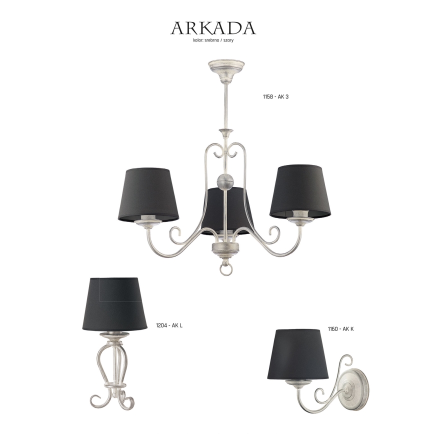 Stolní lampa ARKADA 1xE27/60W černá/stříbrná patina