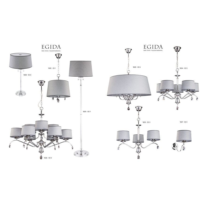 Jupiter 1609 - EG P CH - Křišťálová stojací lampa EGIDA 3xE27/60W/230V