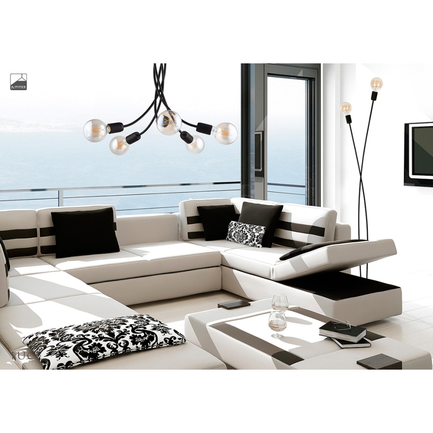 Jupiter 1640 - Lustr na tyči LUCE 5xE27/60W/230V černá