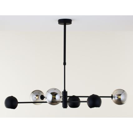Jupiter 1974 - Lustr na tyči MOKA 3xGU10/10W/230V + 3xG9/10W/230V černá/lesklý chrom