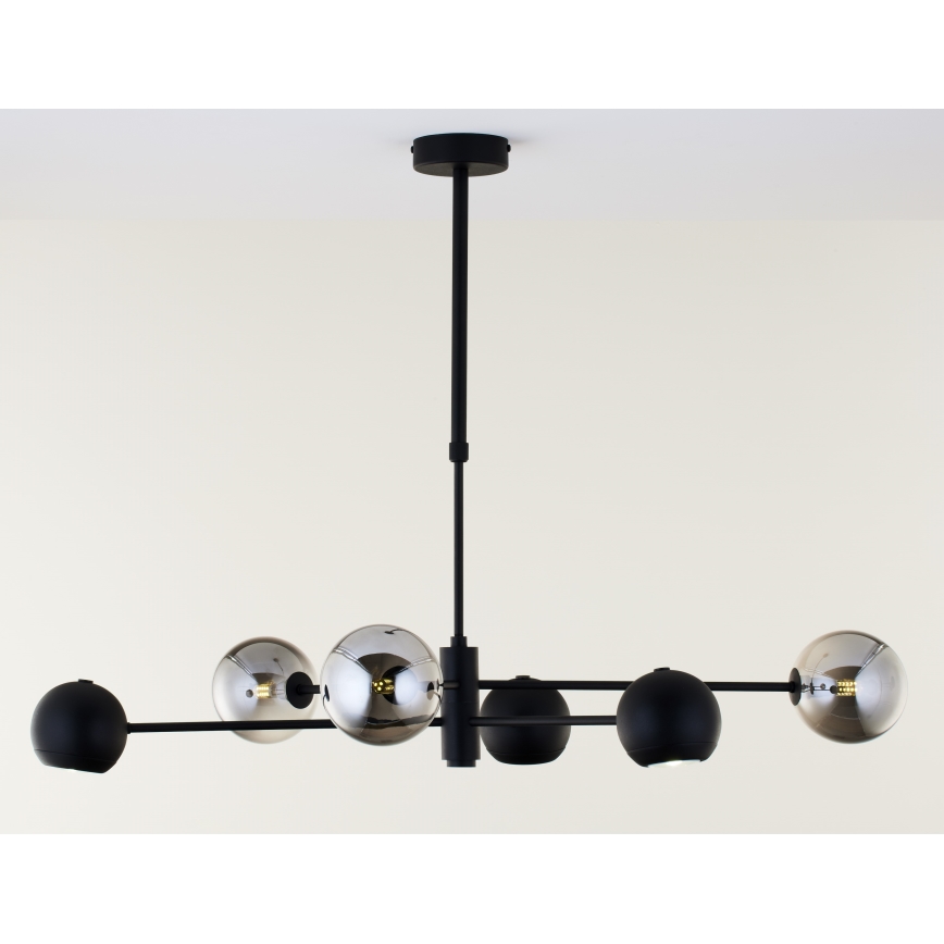 Jupiter 1974 - Lustr na tyči MOKA 3xGU10/10W/230V + 3xG9/10W/230V černá/lesklý chrom