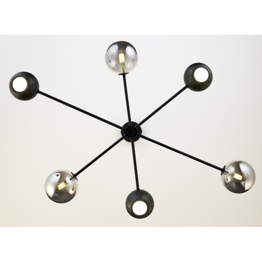 Jupiter 1974 - Lustr na tyči MOKA 3xGU10/10W/230V + 3xG9/10W/230V černá/lesklý chrom