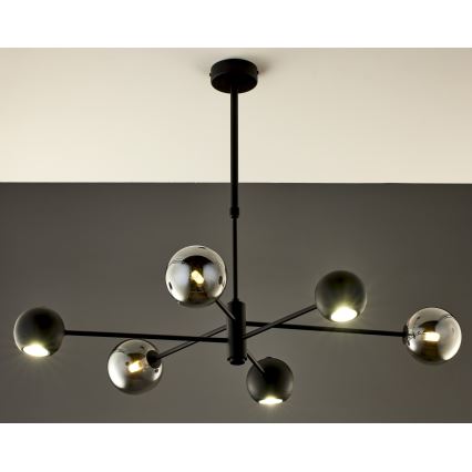 Jupiter 1974 - Lustr na tyči MOKA 3xGU10/10W/230V + 3xG9/10W/230V černá/lesklý chrom