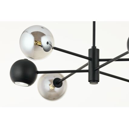 Jupiter 1974 - Lustr na tyči MOKA 3xGU10/10W/230V + 3xG9/10W/230V černá/lesklý chrom